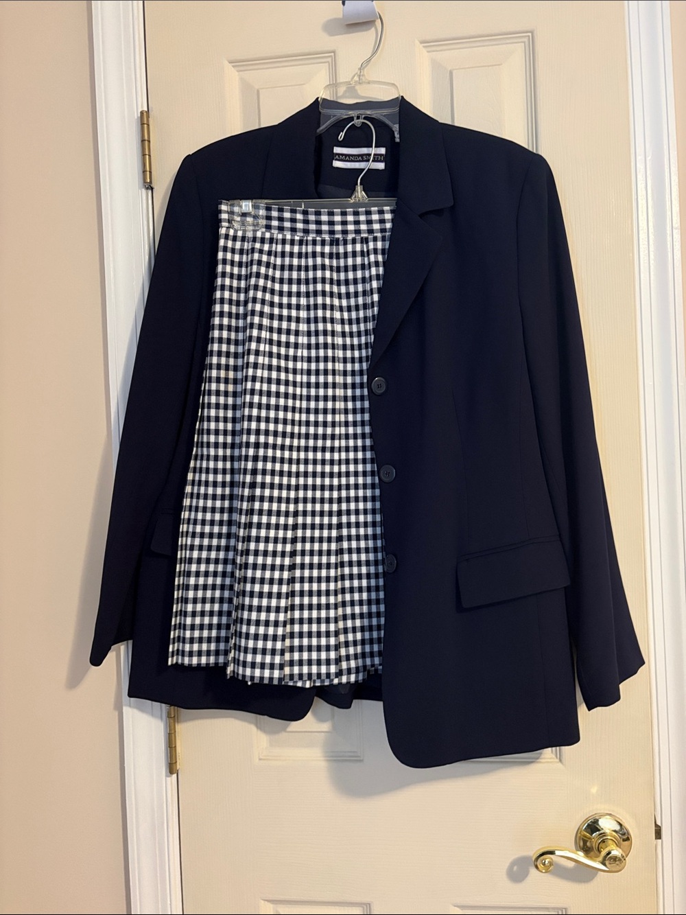 Amanda Smith Blue Blazer with Blue & White Check Lining